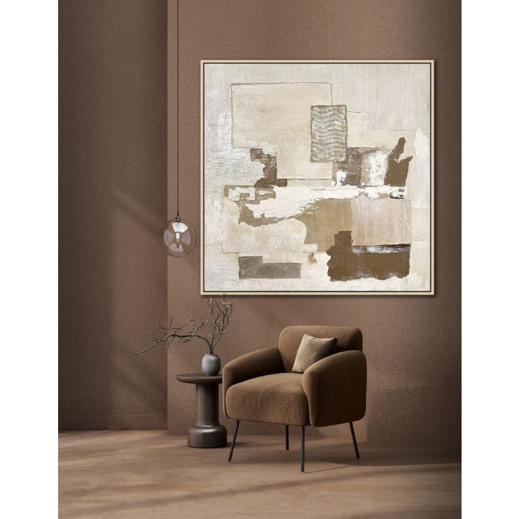 Natural Layered Abstract Textured Framed Canvas 50"W x 50"H