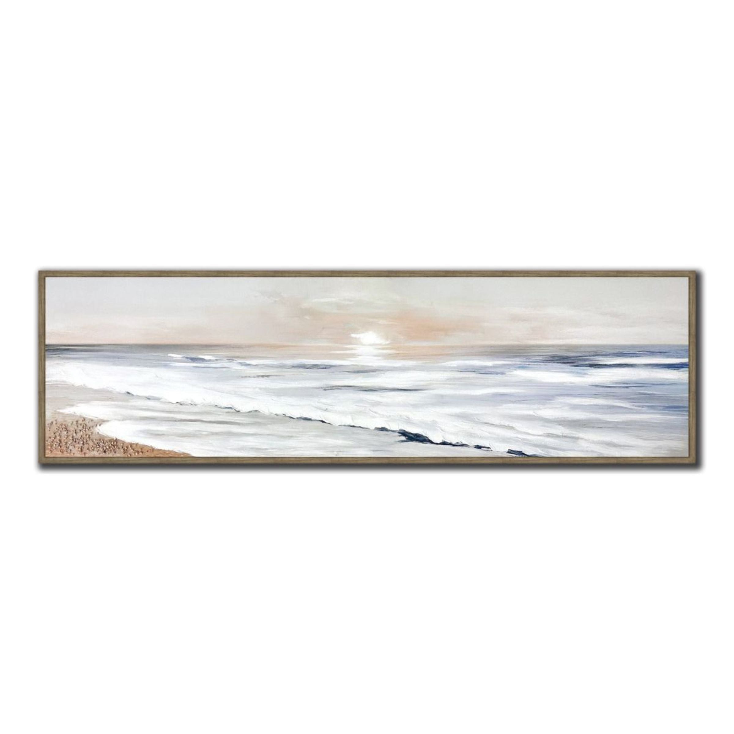 Coastal Sunrise Hand Embellished Framed Canvas 71"W x 20"H