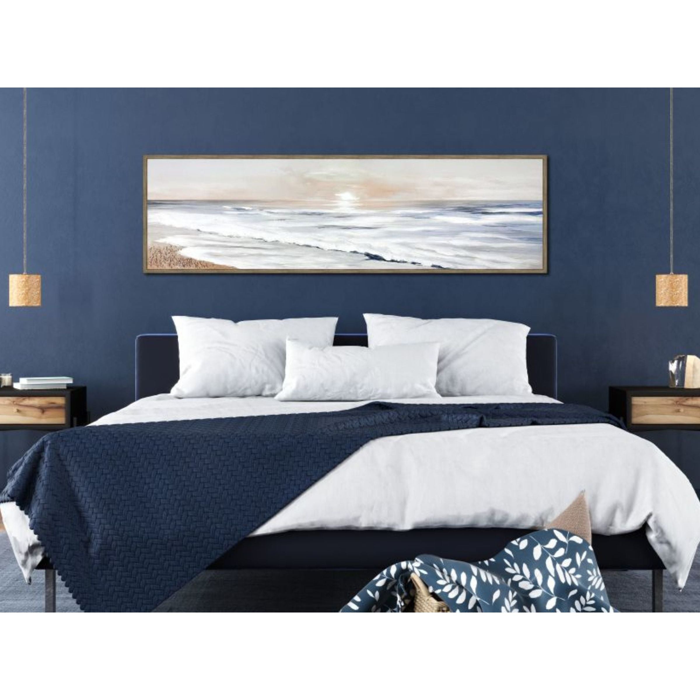 Coastal Sunrise Hand Embellished Framed Canvas 71"W x 20"H