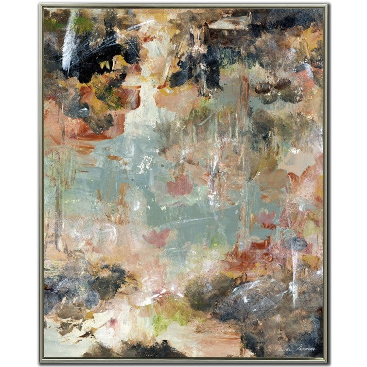Abstract Marina Hand Embellished Framed Canvas 40"W x 50"H