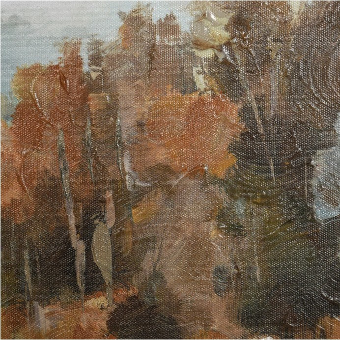 Fall Trees By The Lake Framed Canvas 48"W x 24"H