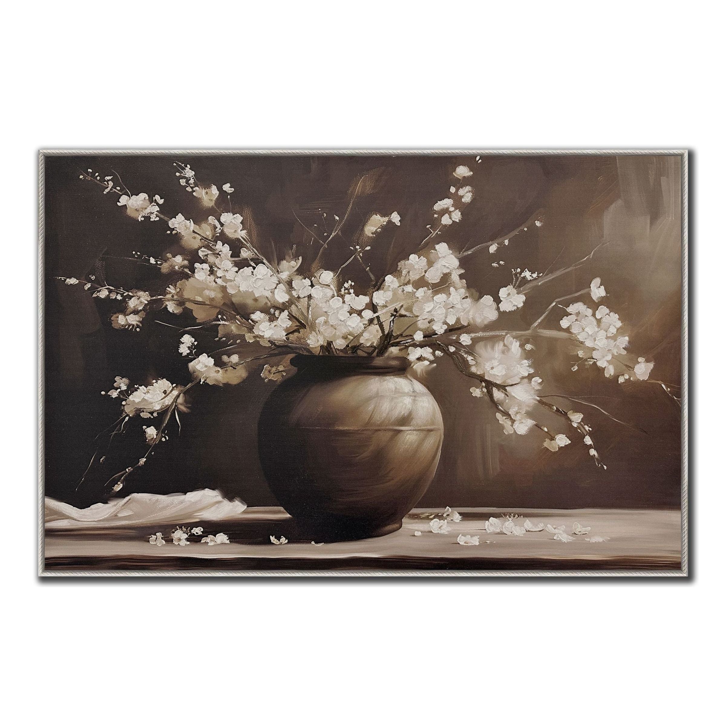 Night Blossom Hand Embellished Framed Canvas 45"W x 30"H