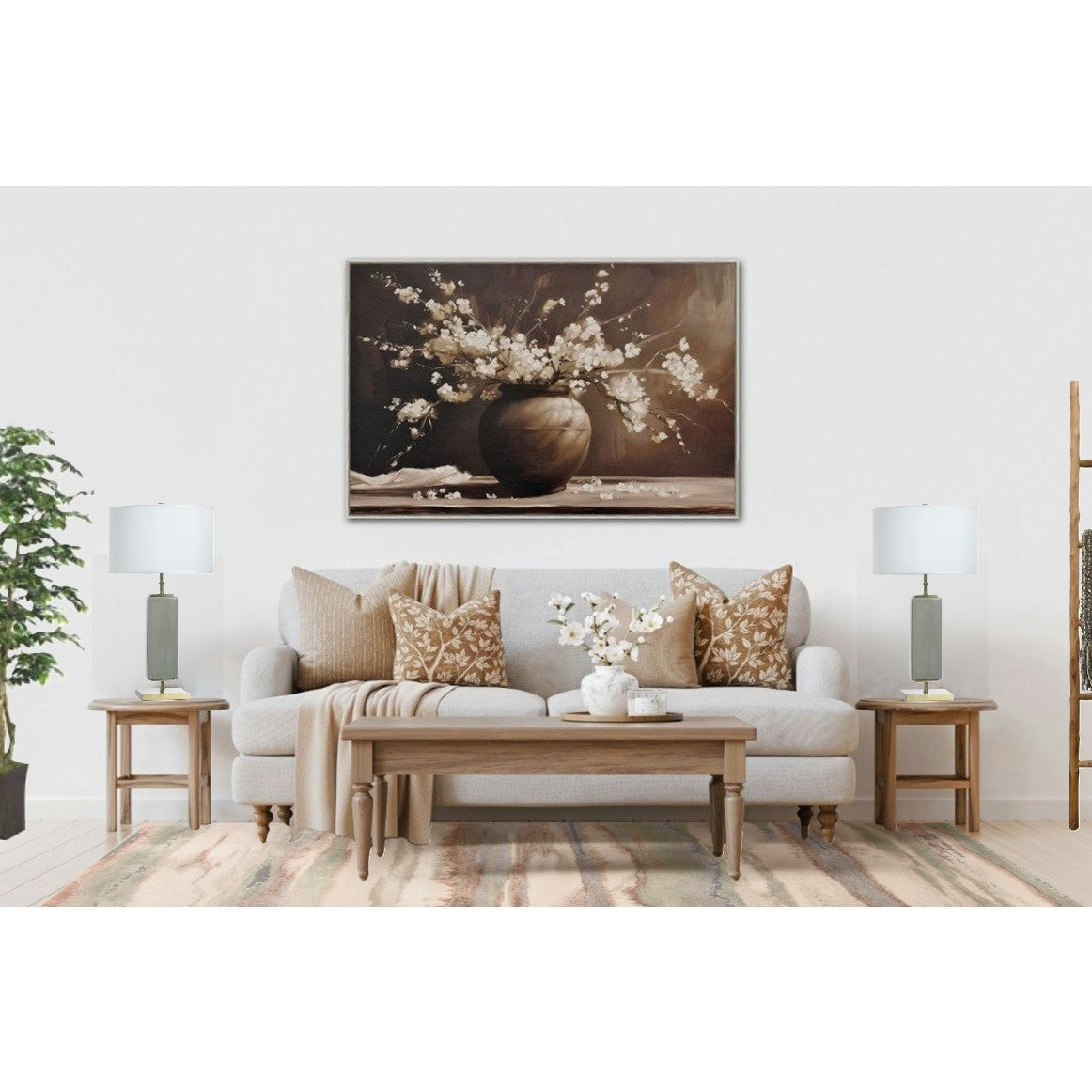 Night Blossom Hand Embellished Framed Canvas 45"W x 30"H