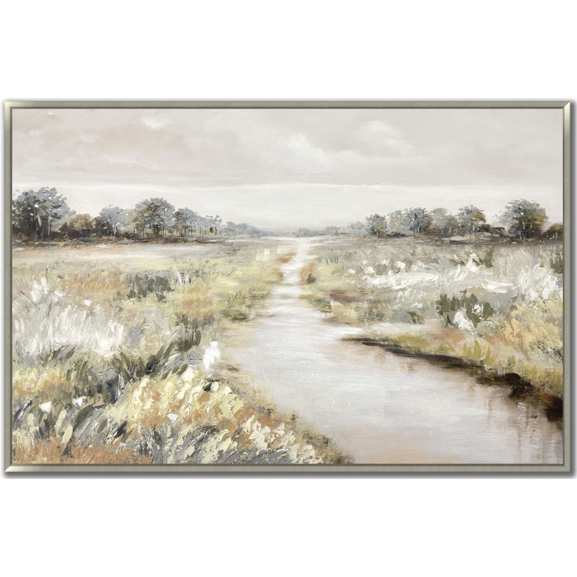 Quiet Meadow Hand Embellished Framed Canvas 60"W x 40"H