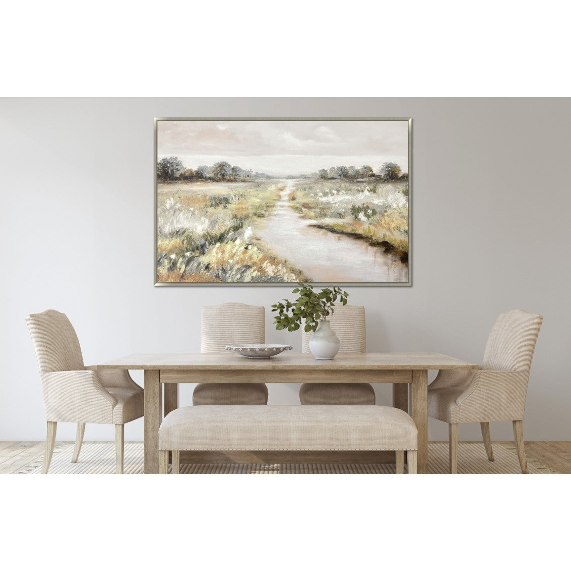 Quiet Meadow Hand Embellished Framed Canvas 60"W x 40"H
