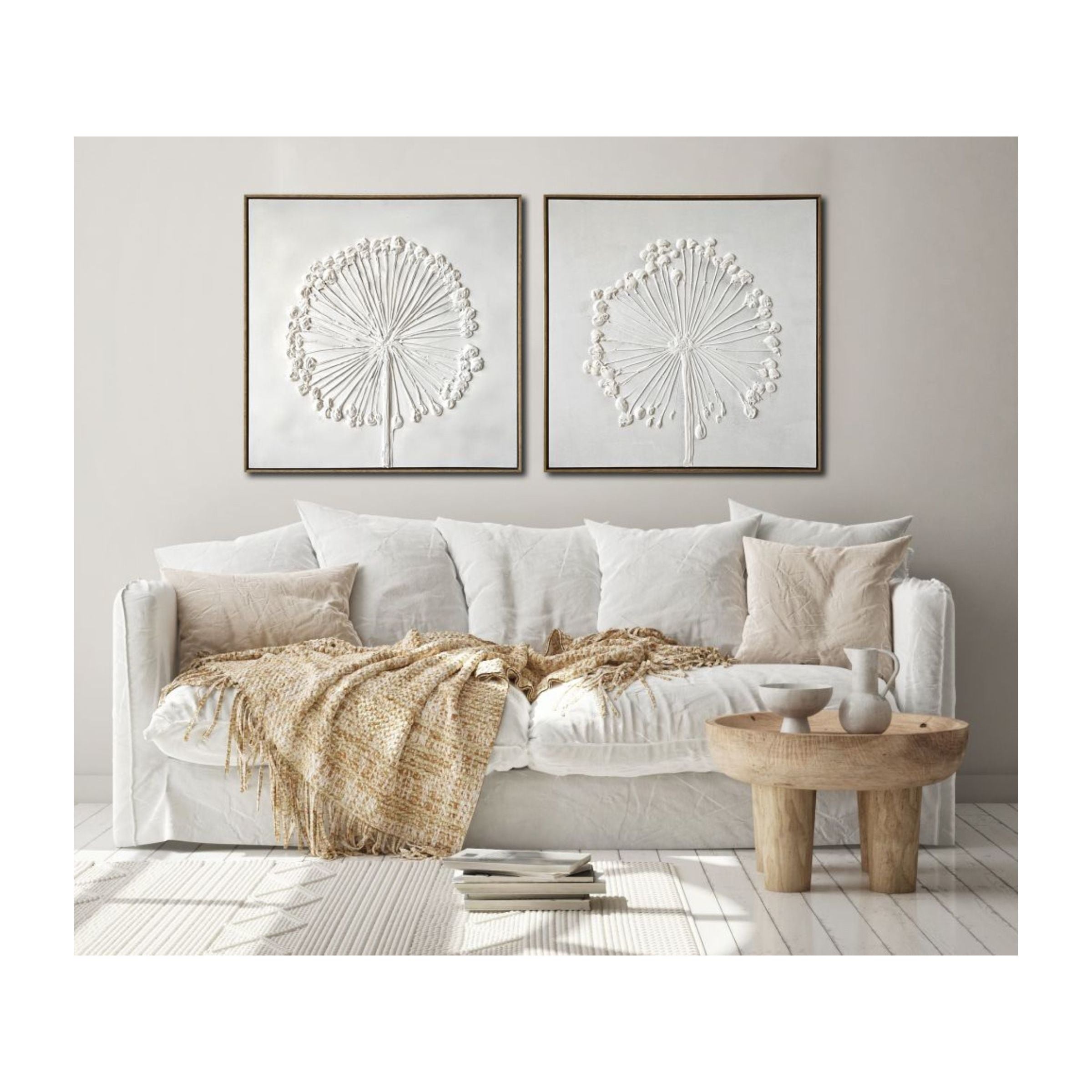 White Wish I Framed Canvas Oil Painting 30"W x 30"H Each