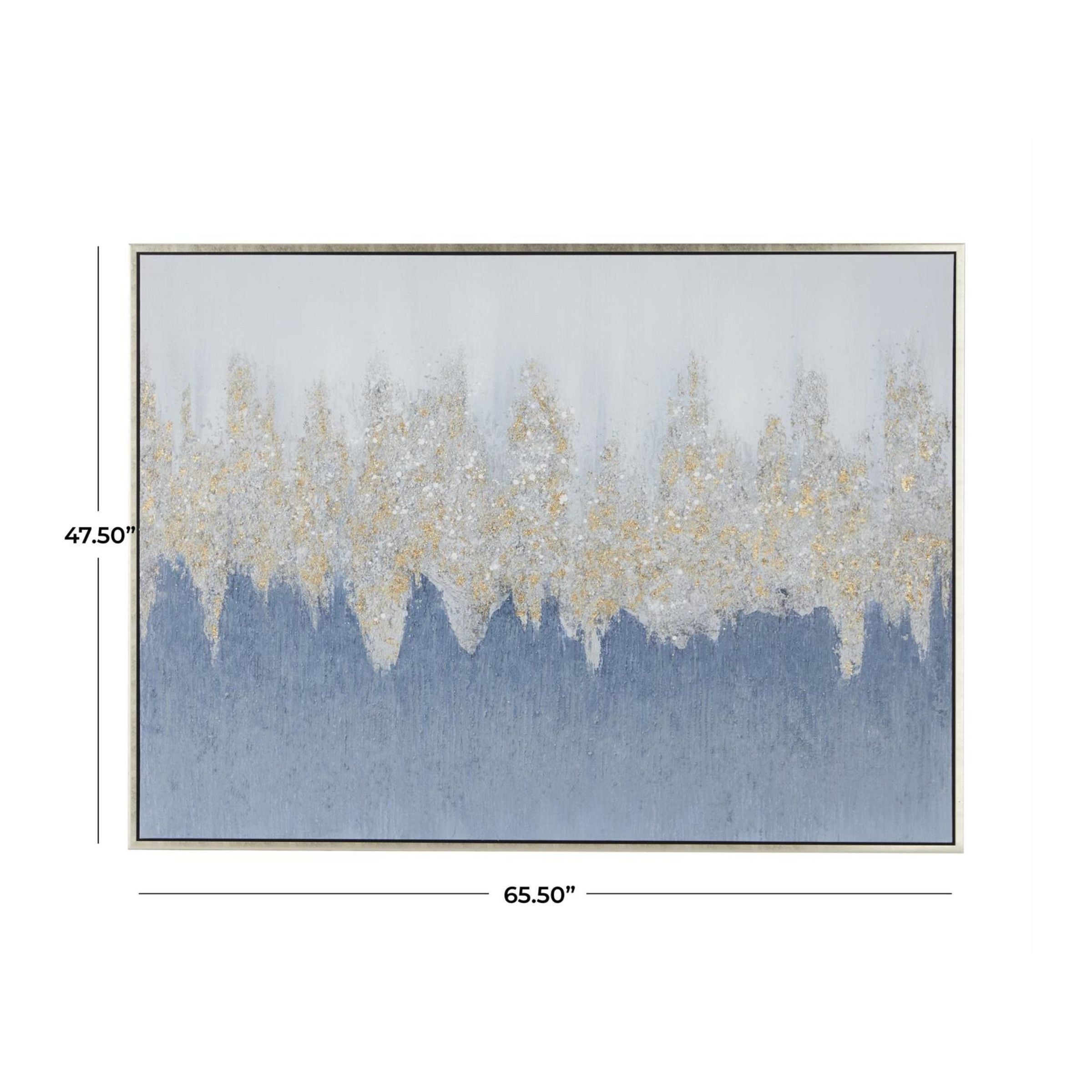 Blue Sparkle Abstract Framed Canvas Art 66"W x 48"H