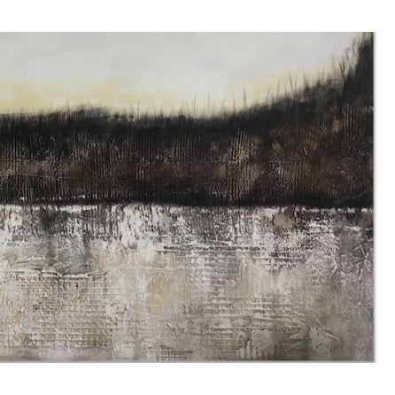 Black, White, and Cream Abstract Canvas Art 60"W x 60"H