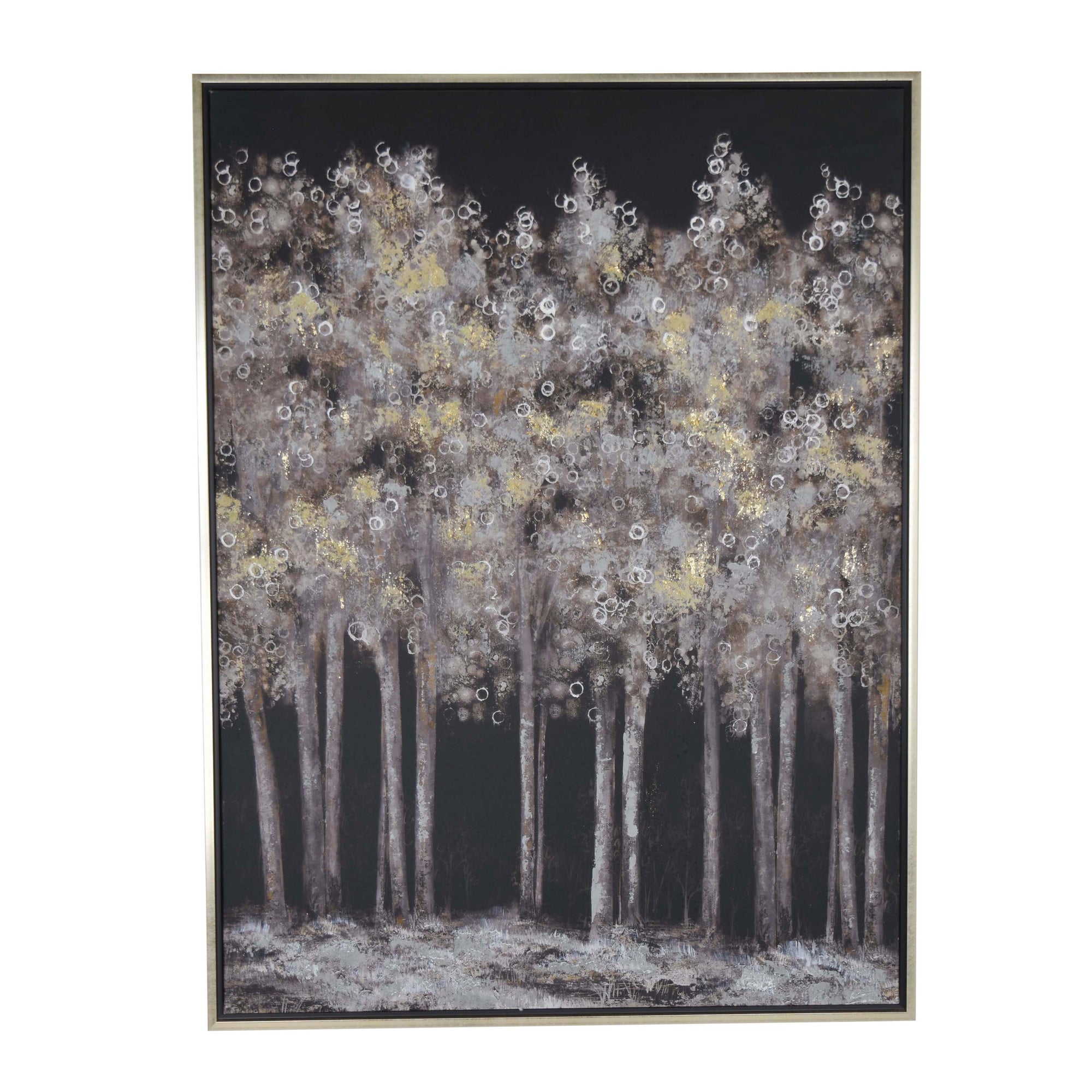 Silver and Gold Trees Framed Oil Painting 35.5"W x 47.25"H