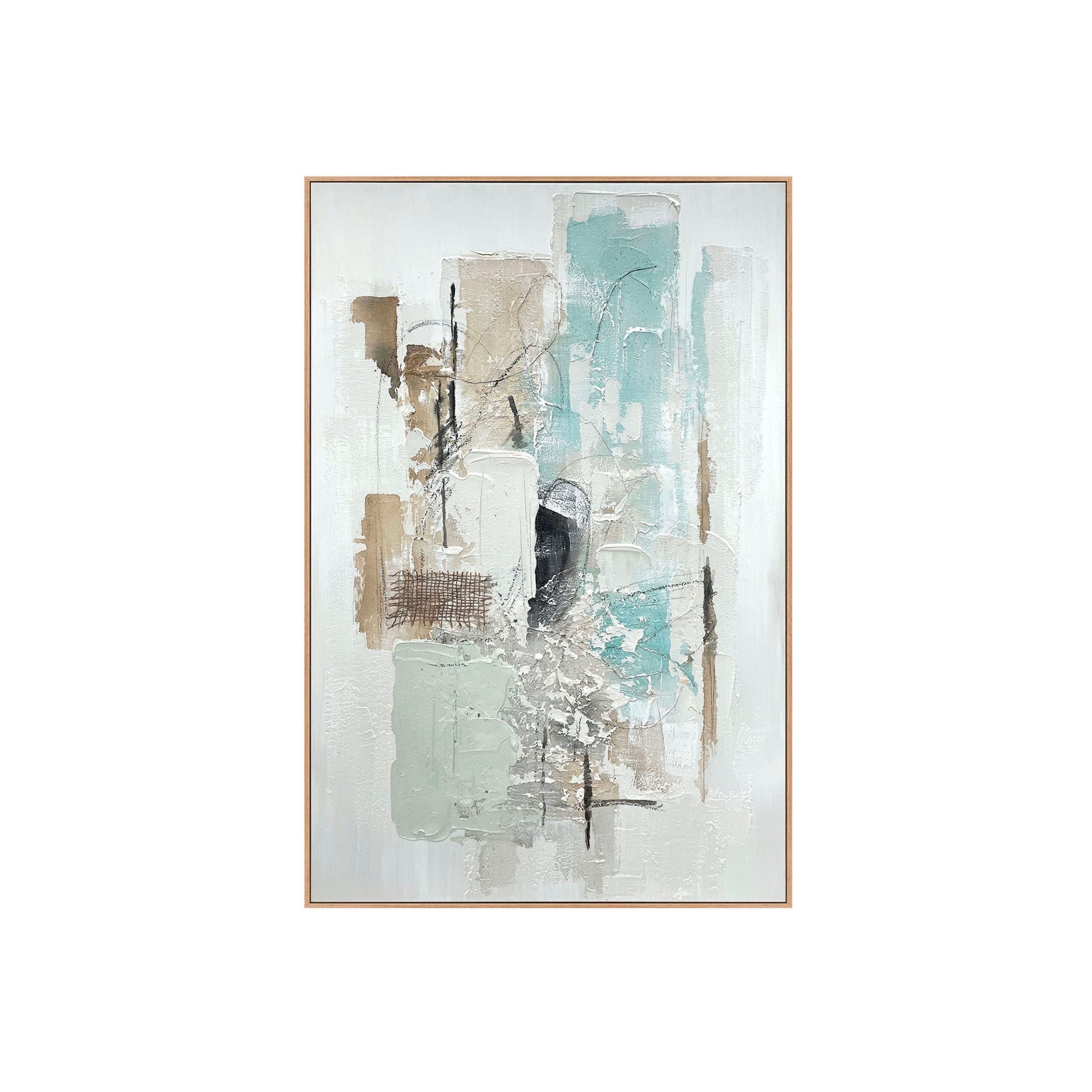 Coastal Abstract Hand Painted Framed Canvas 32"W x 48"H
