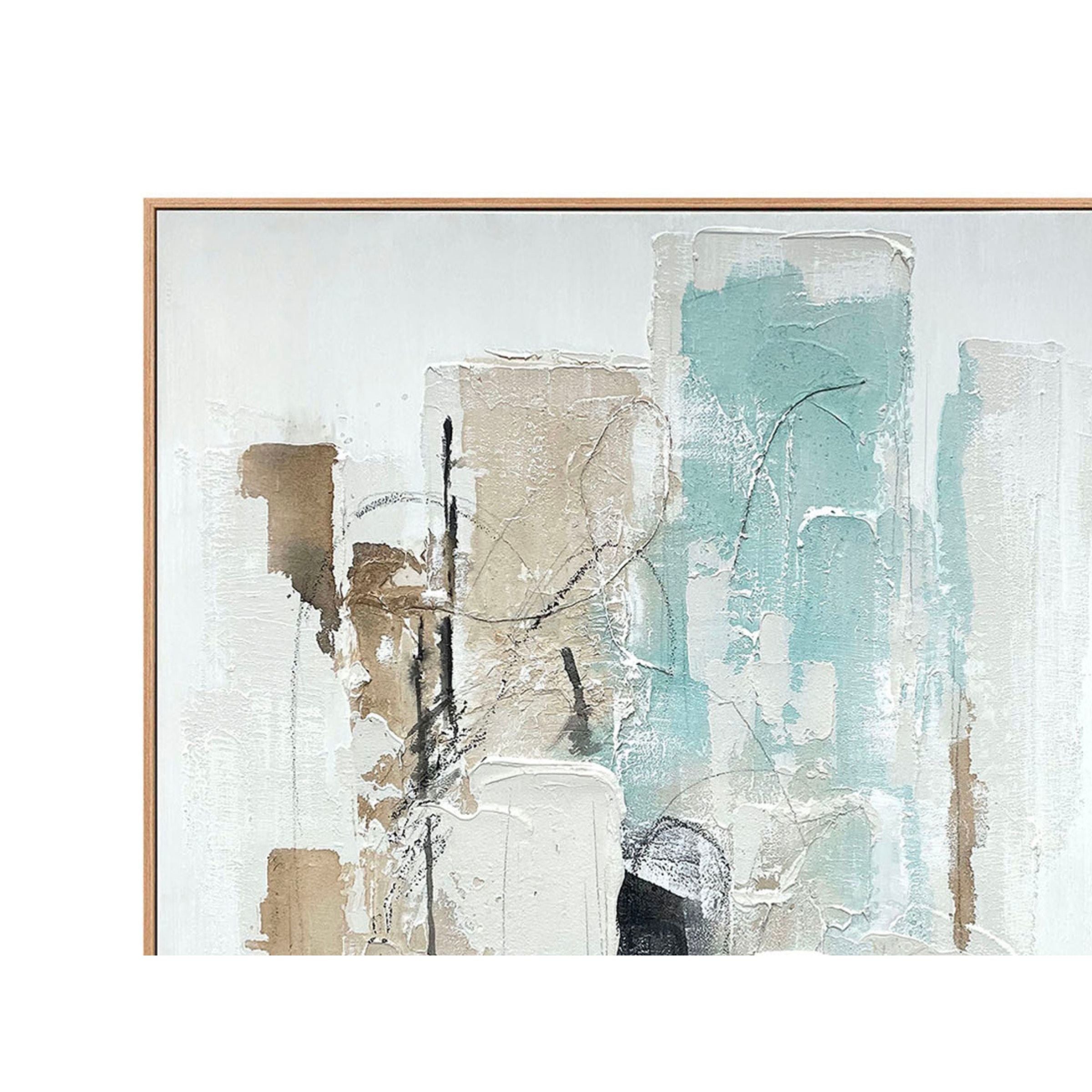 Coastal Abstract Hand Painted Framed Canvas 32"W x 48"H