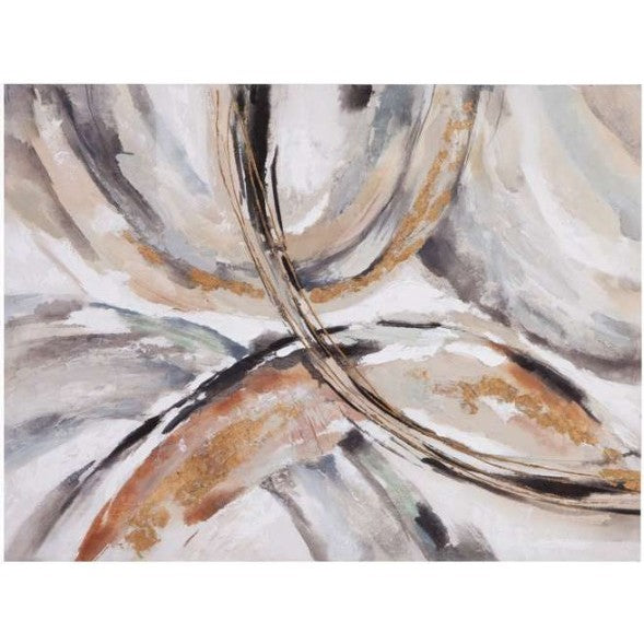 Gold, Taupe, and Charcoal Abstract Canvas 48"W x 36"H