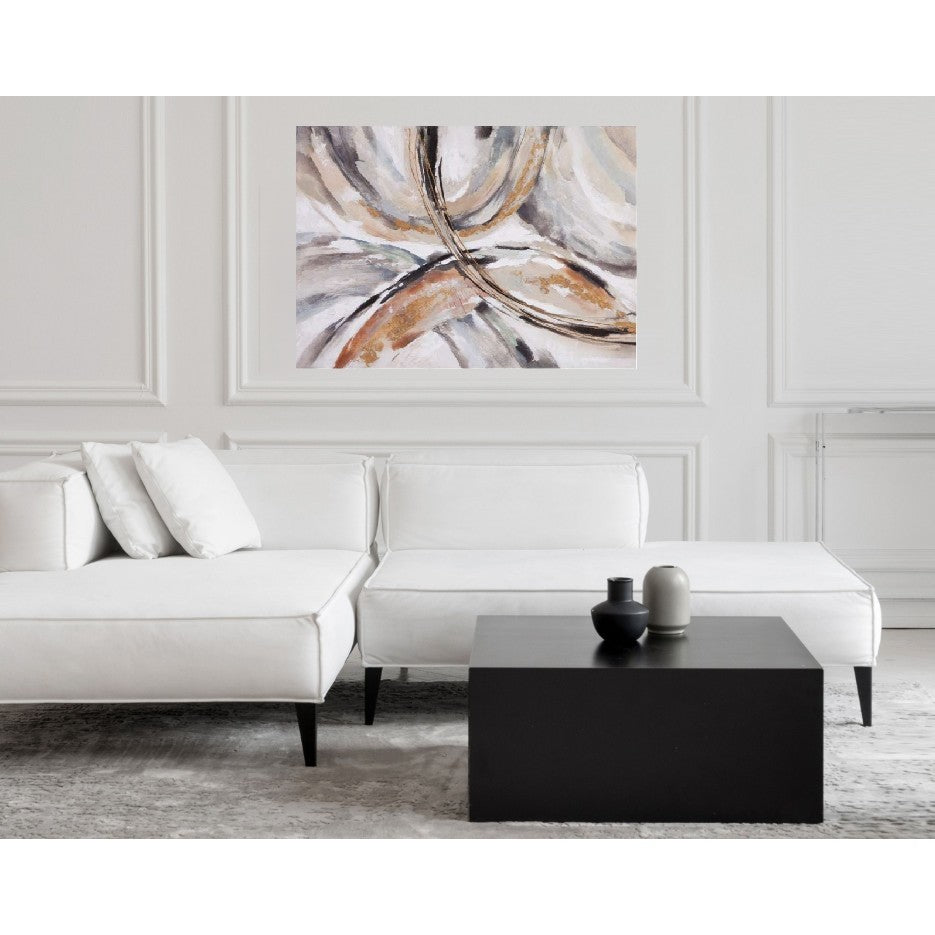 Gold, Taupe, and Charcoal Abstract Canvas 48"W x 36"H