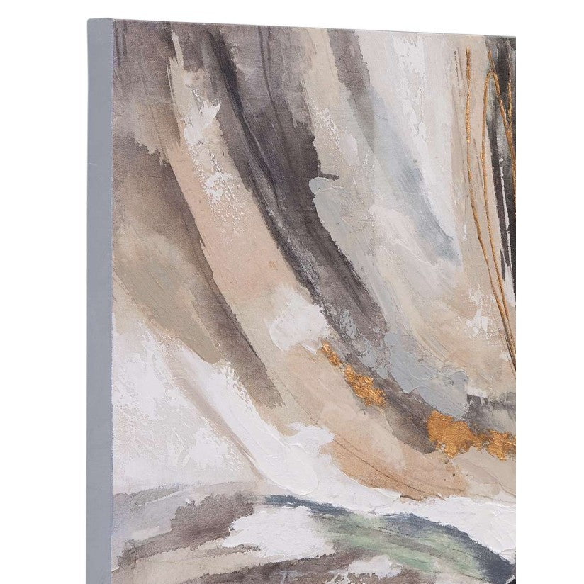 Gold, Taupe, and Charcoal Abstract Canvas 48"W x 36"H