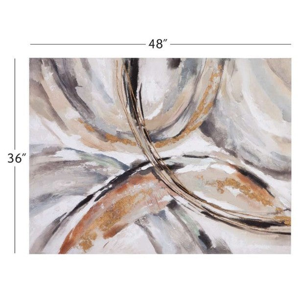 Gold, Taupe, and Charcoal Abstract Canvas 48"W x 36"H