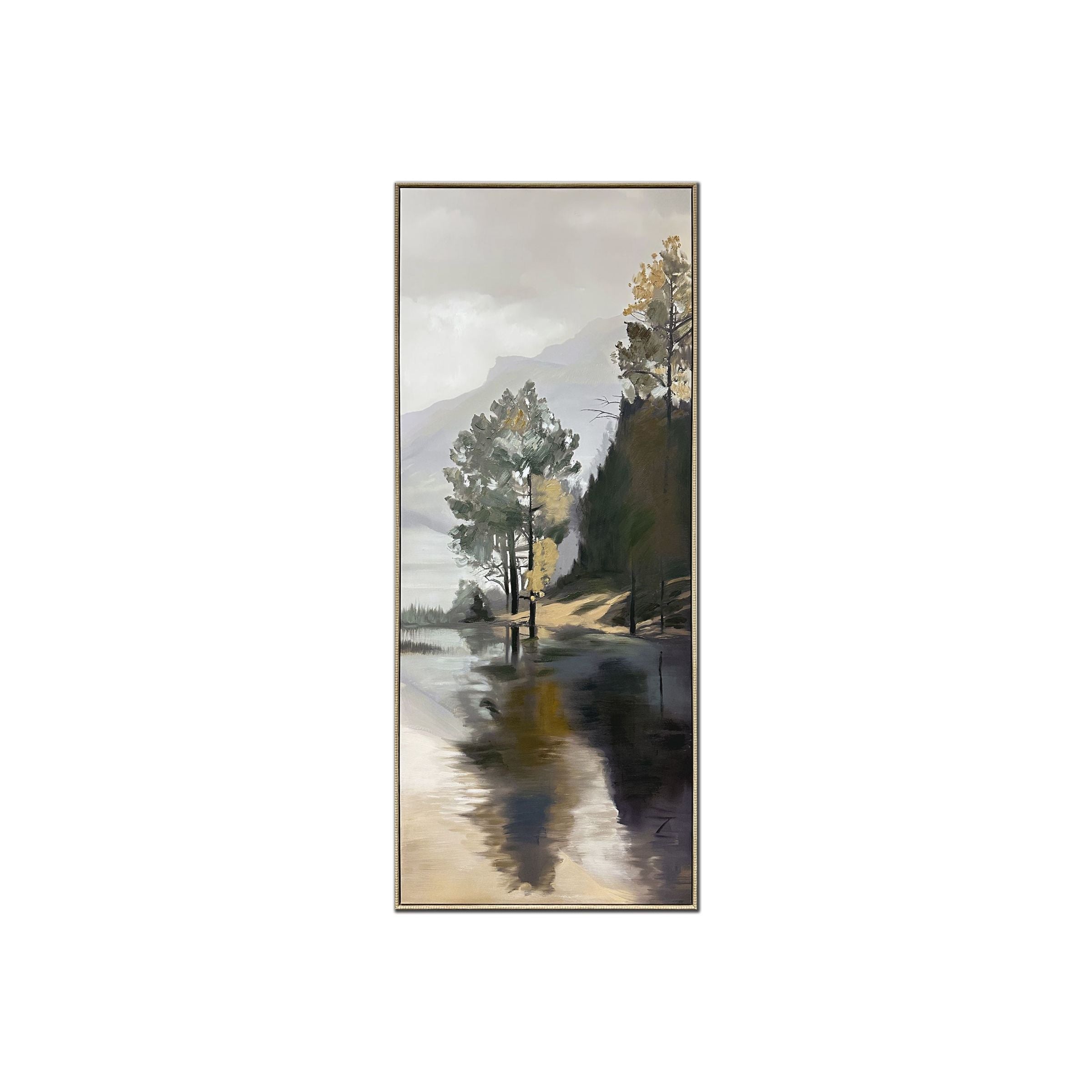 Tree Divide II Hand Embellished Framed Canvas 30"W x 72"H