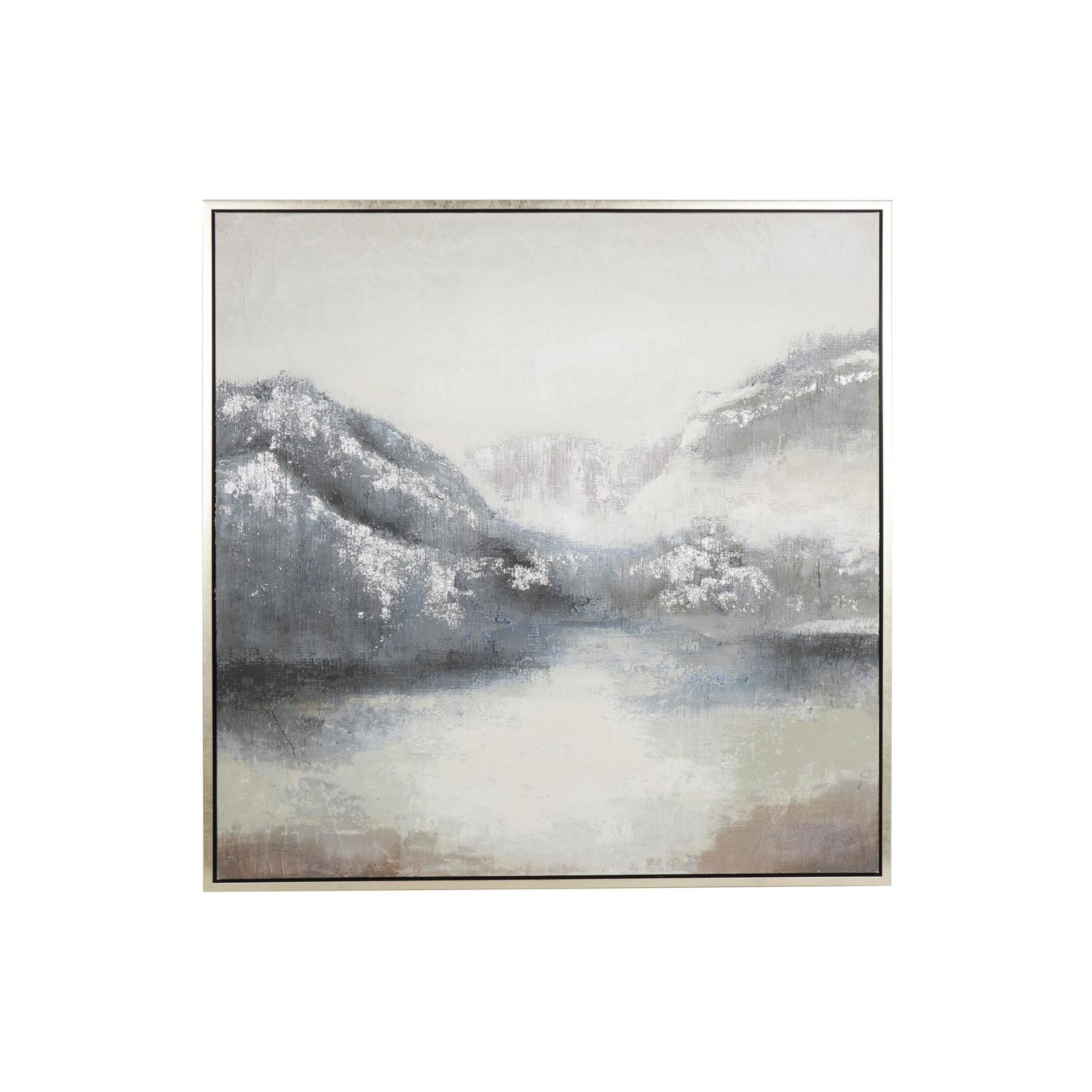 Abstract Mountain Wood Framed Canvas Art 47"W x 47"H