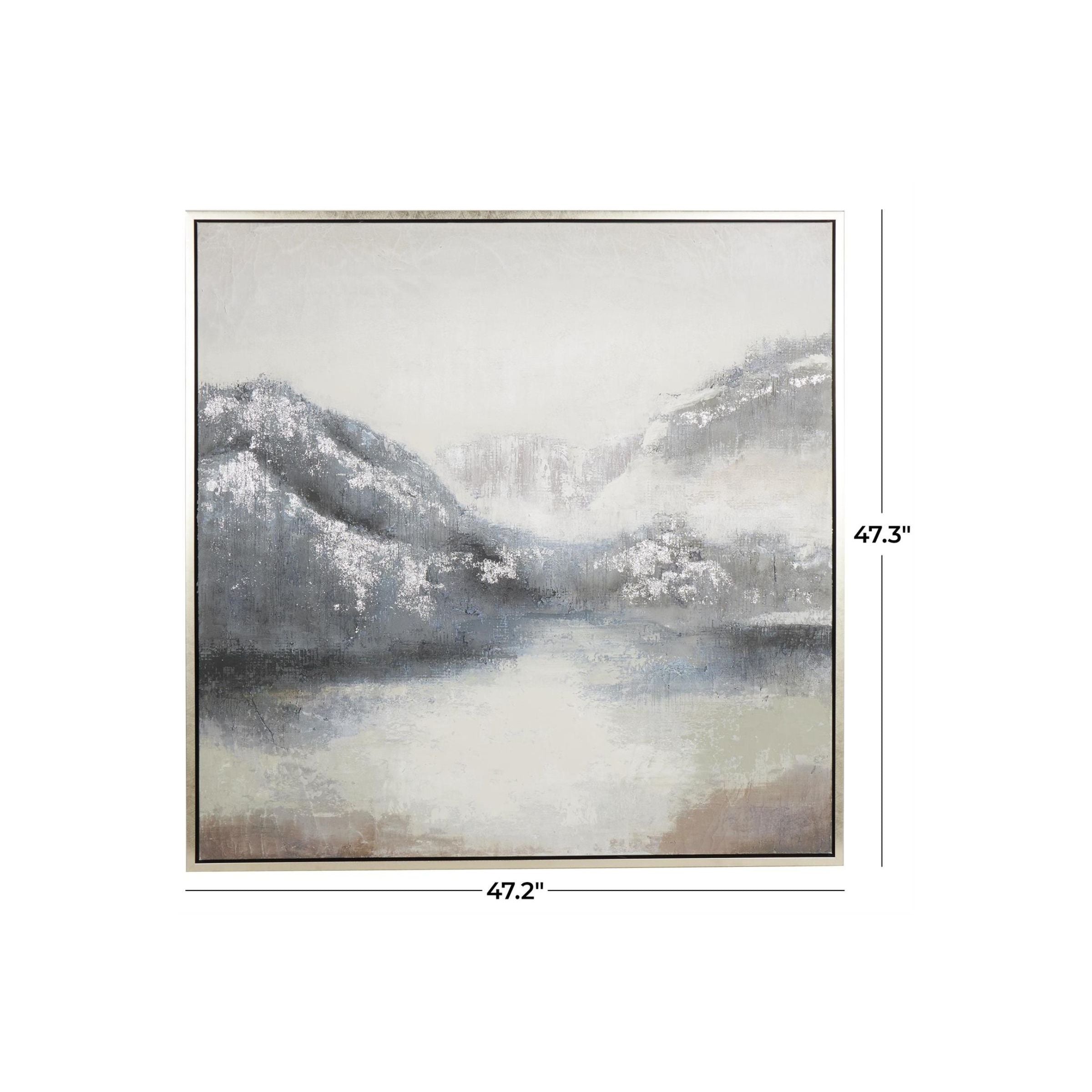 Abstract Mountain Wood Framed Canvas Art 47"W x 47"H