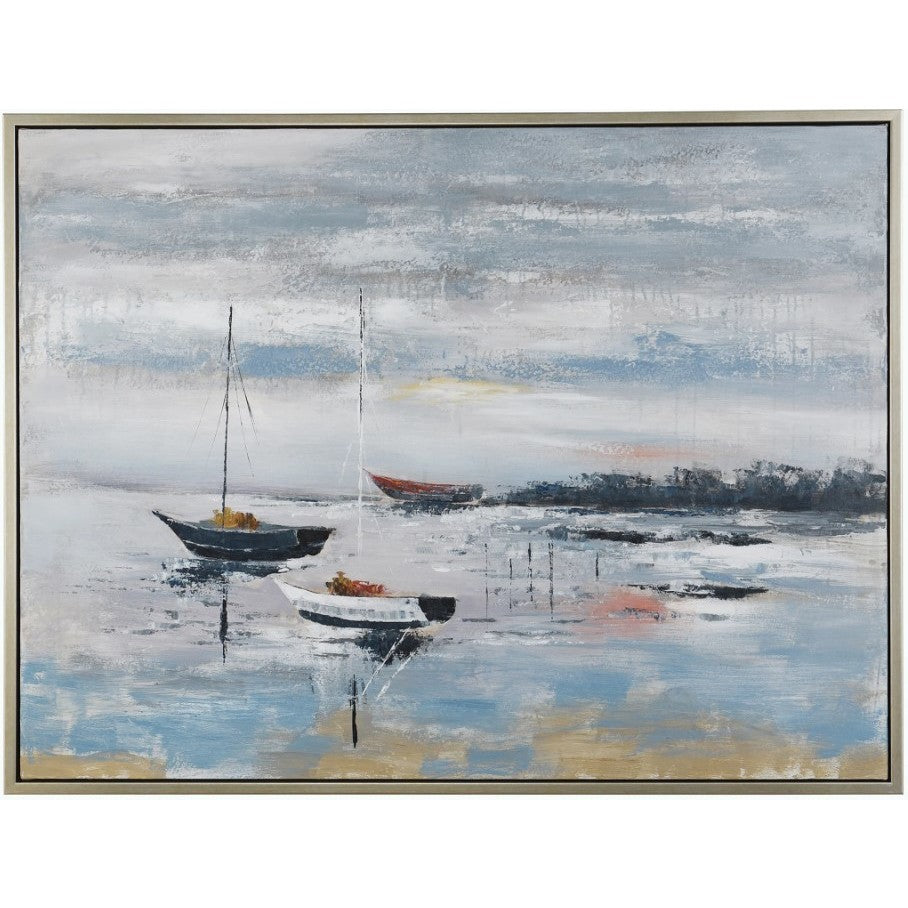 Sailing Hand Painted Framed Canvas 50"W x 38"H