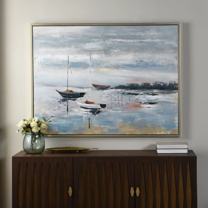 Sailing Hand Painted Framed Canvas 50"W x 38"H