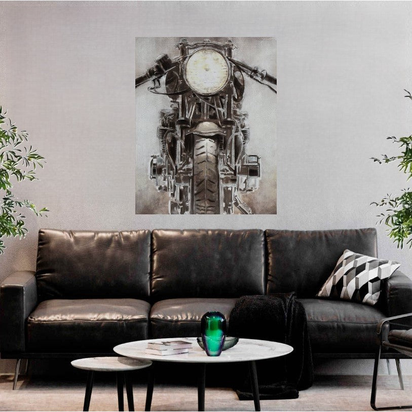 Motorcycle Hand Painted Canvas Art 39"W x 49"H