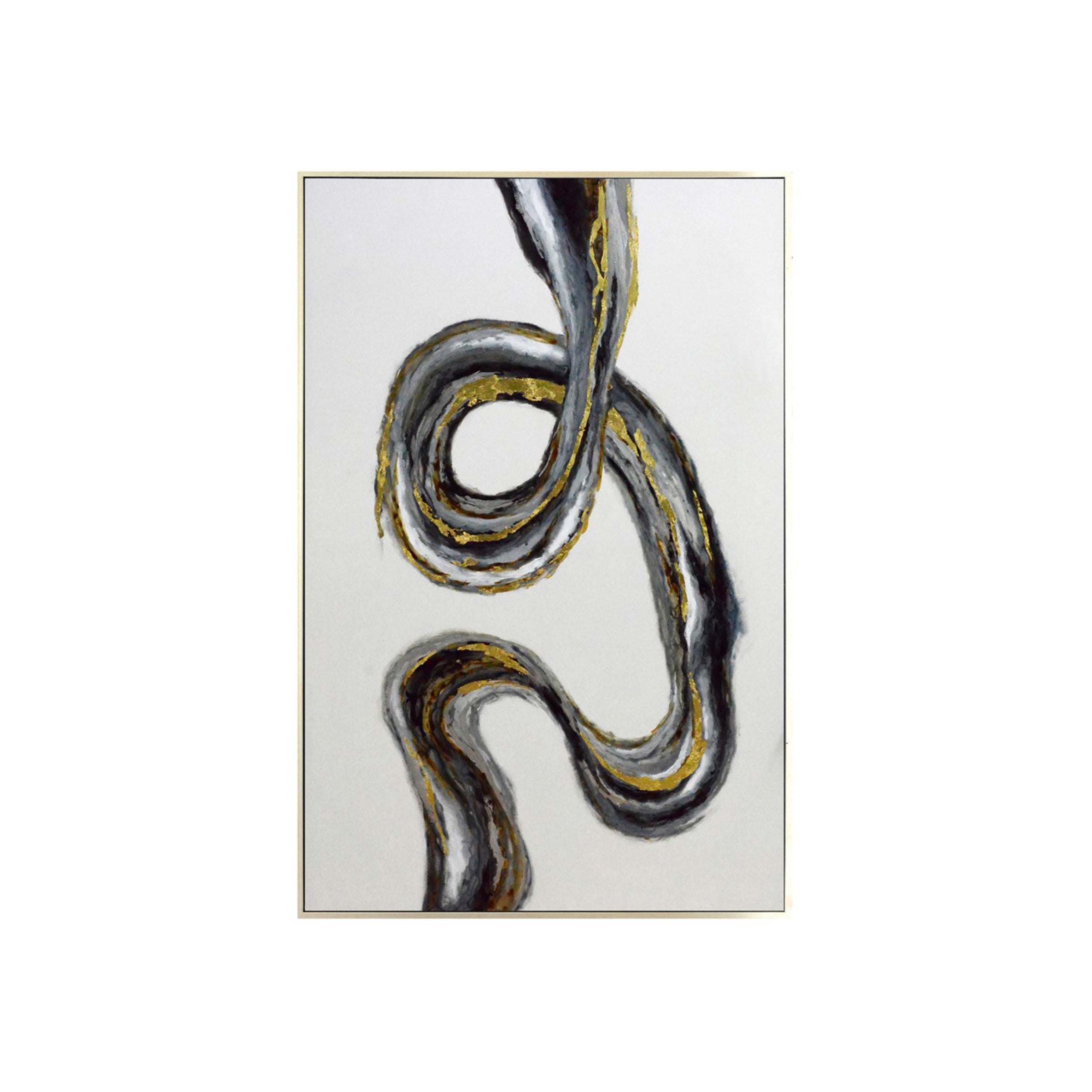 Black and Gold Swirl Abstract Canvas Art 54"W x 84"H