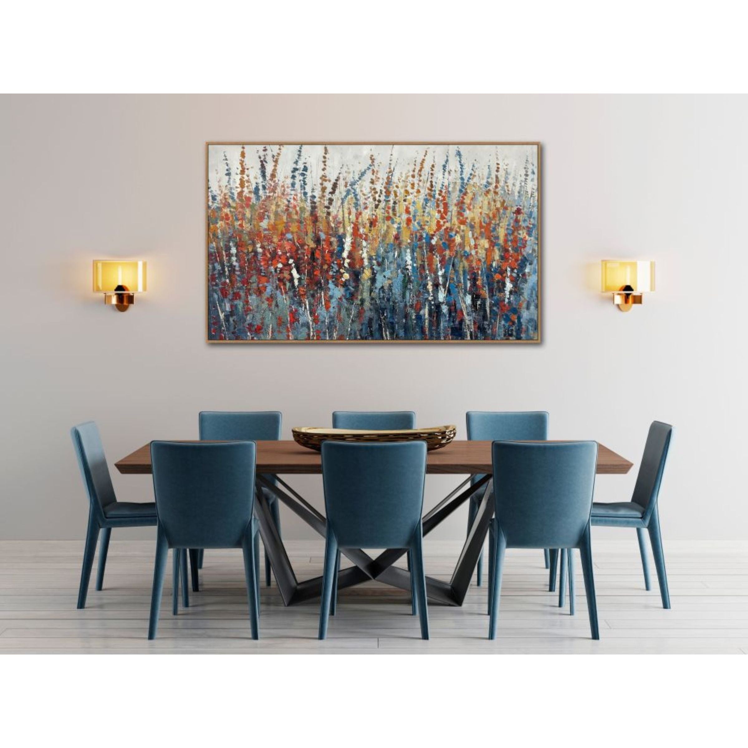 Wildflowers Hand Embellished Framed Canvas 50"W x 30"H