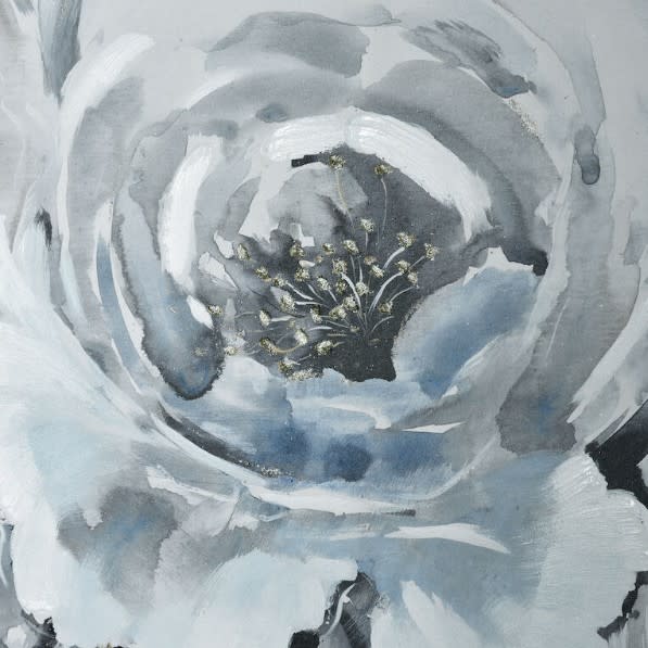 White and Blue Flowers Framed Art 59"W x 29.5"H