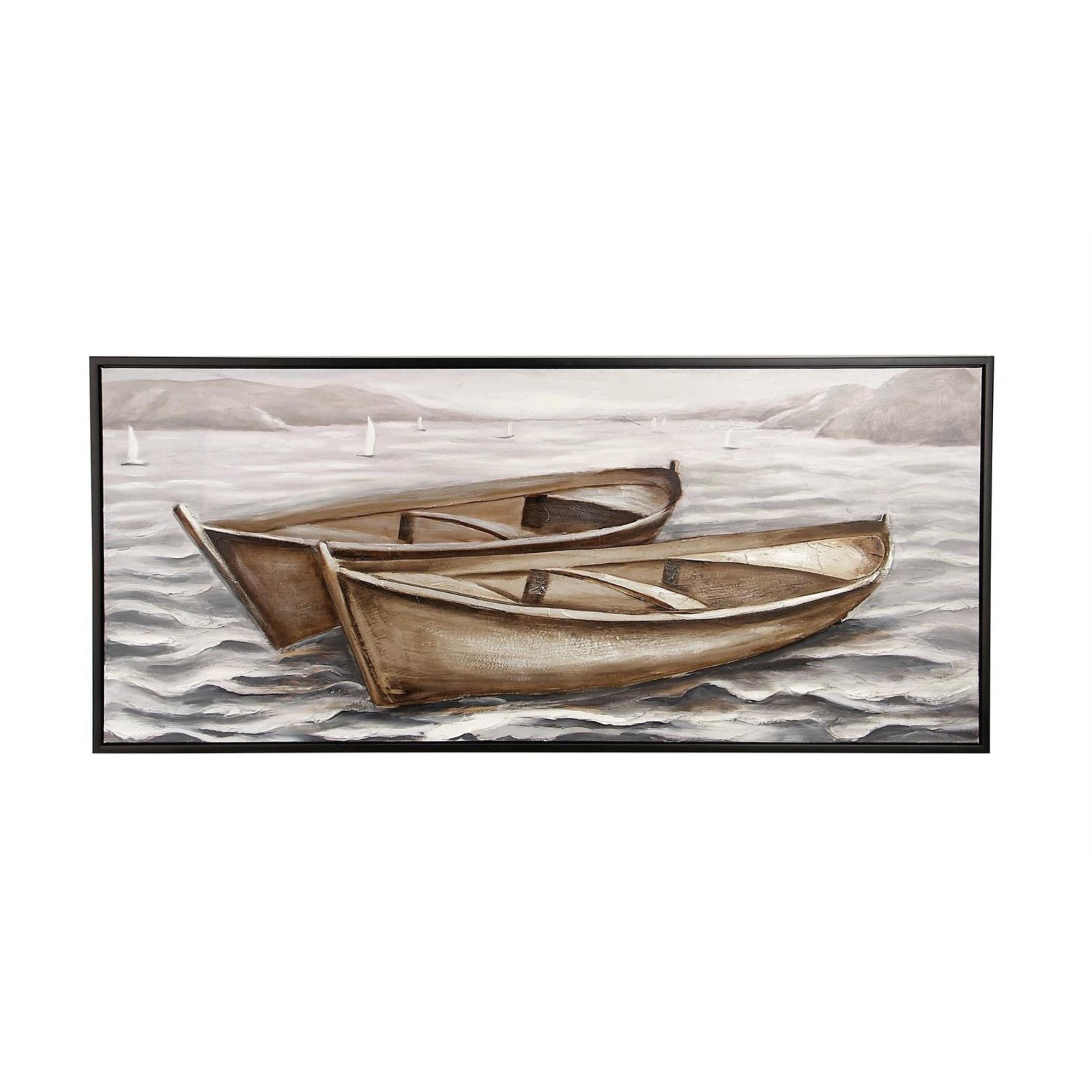 Two Boats Framed Canvas Art 71"W x 31"H