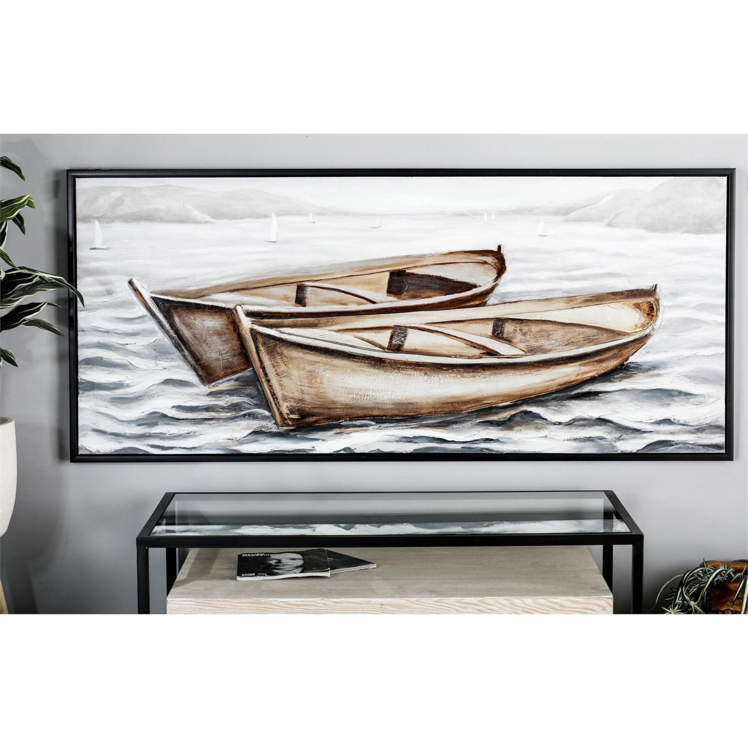 Two Boats Framed Canvas Art 71"W x 31"H