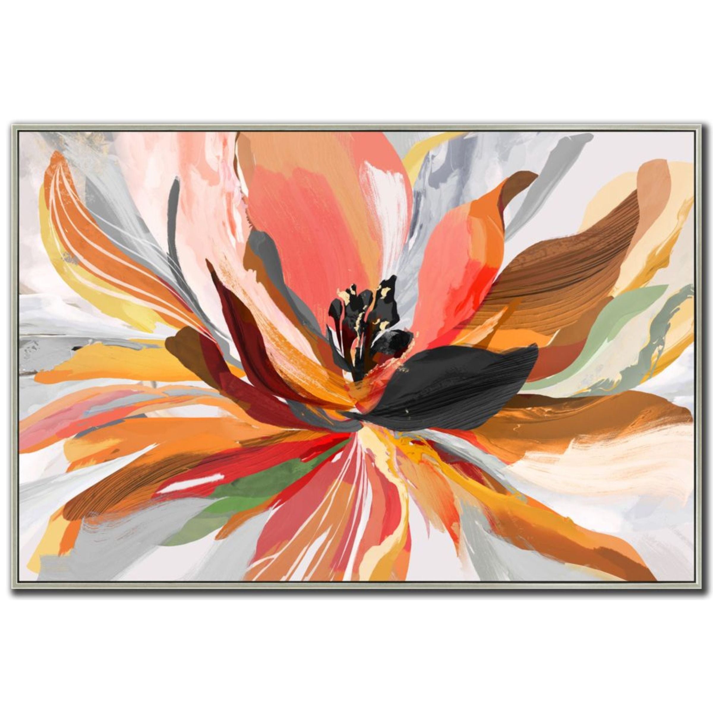 Colorful Flower Hand Embellished Framed Canvas 47"W x 31"H