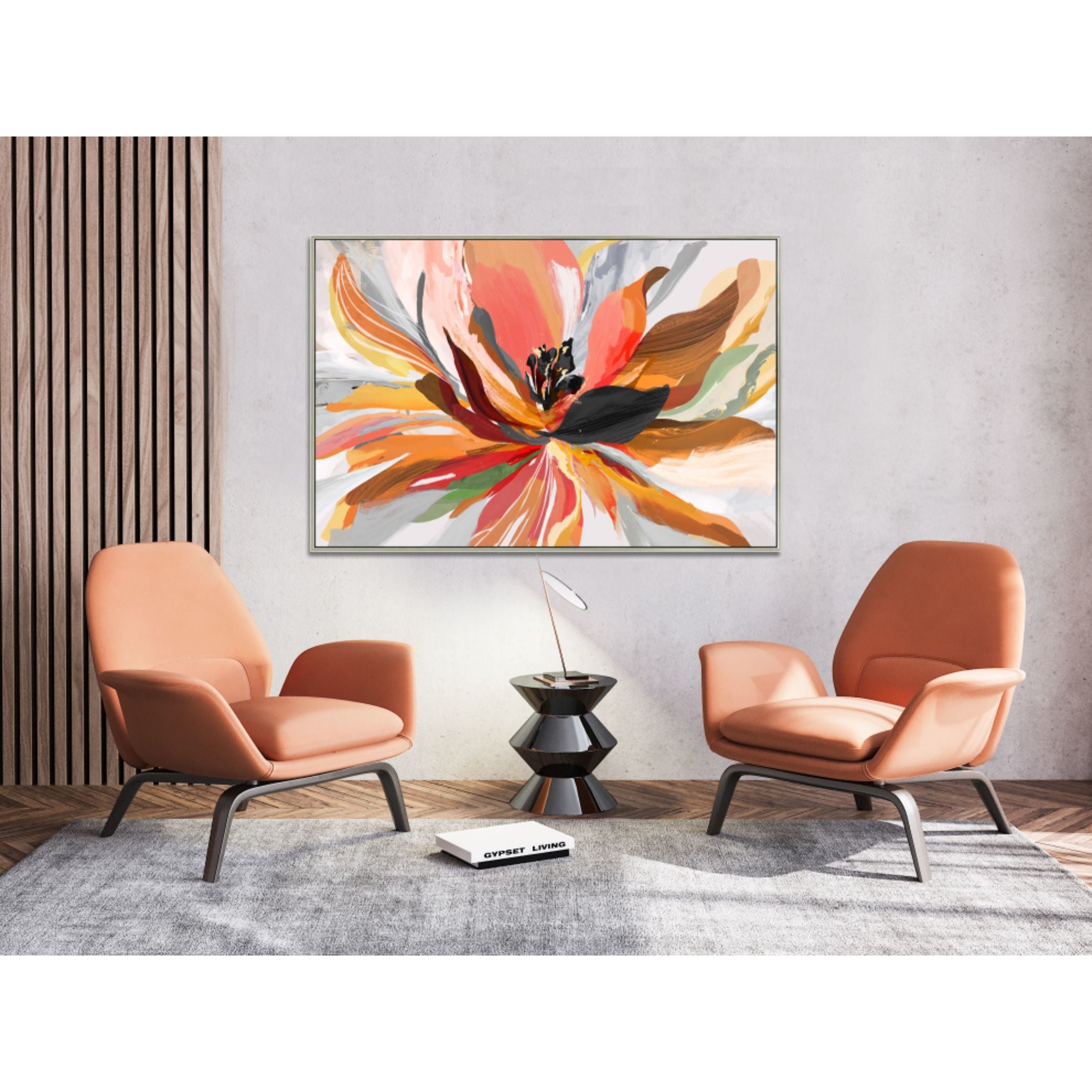 Colorful Flower Hand Embellished Framed Canvas 47"W x 31"H