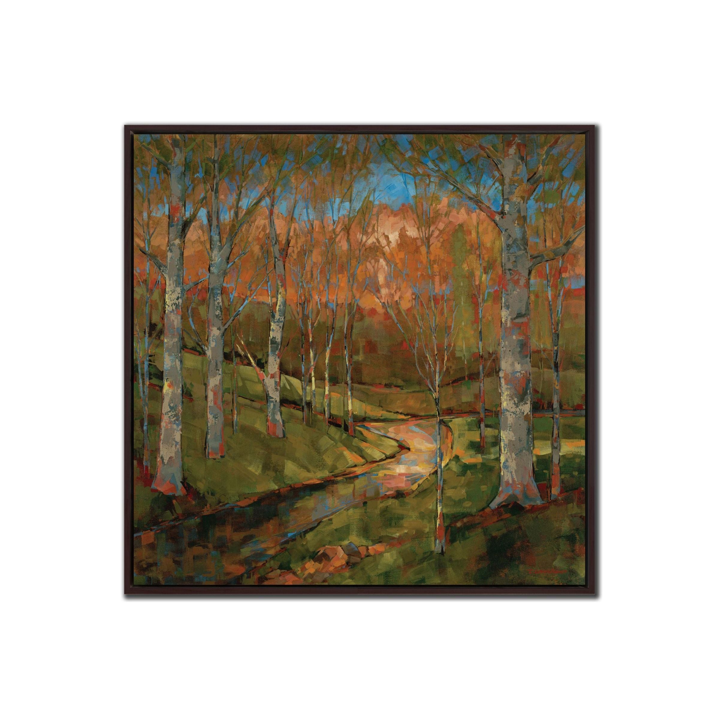 Green Forest I Hand Embellished Framed Canvas 24"W x 24"H