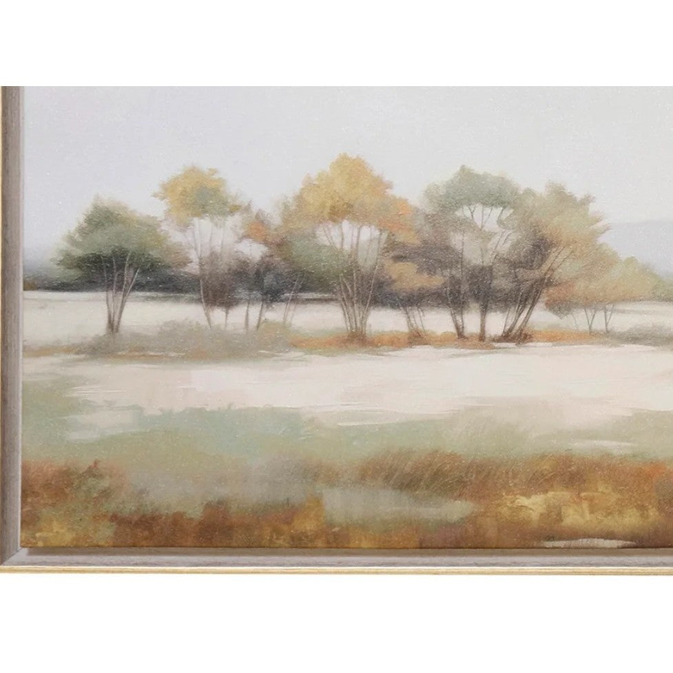 Earthy Trees Framed Canvas Art 60"W x 30"H
