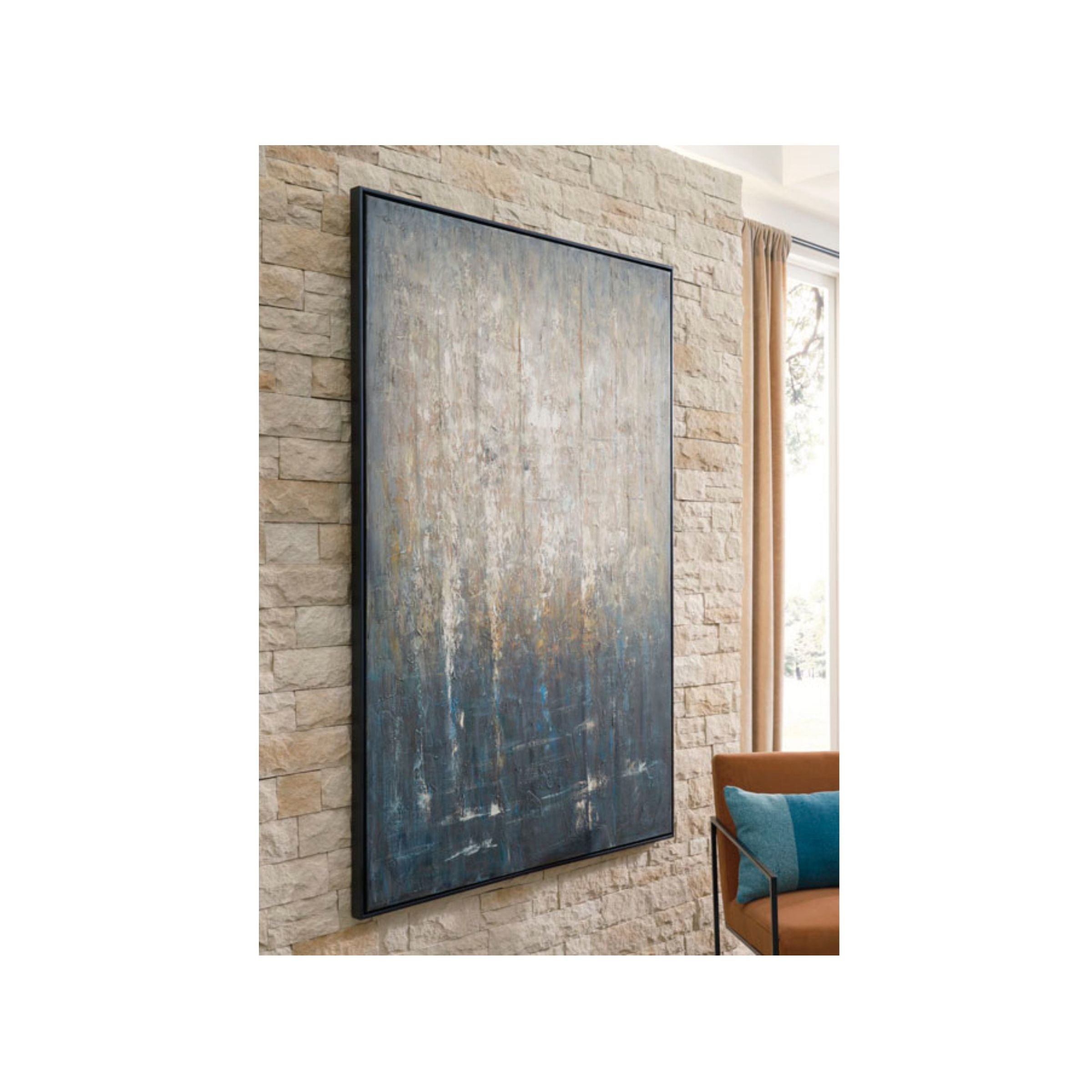 Moody Abstract Framed Painting 48"W x 72"H
