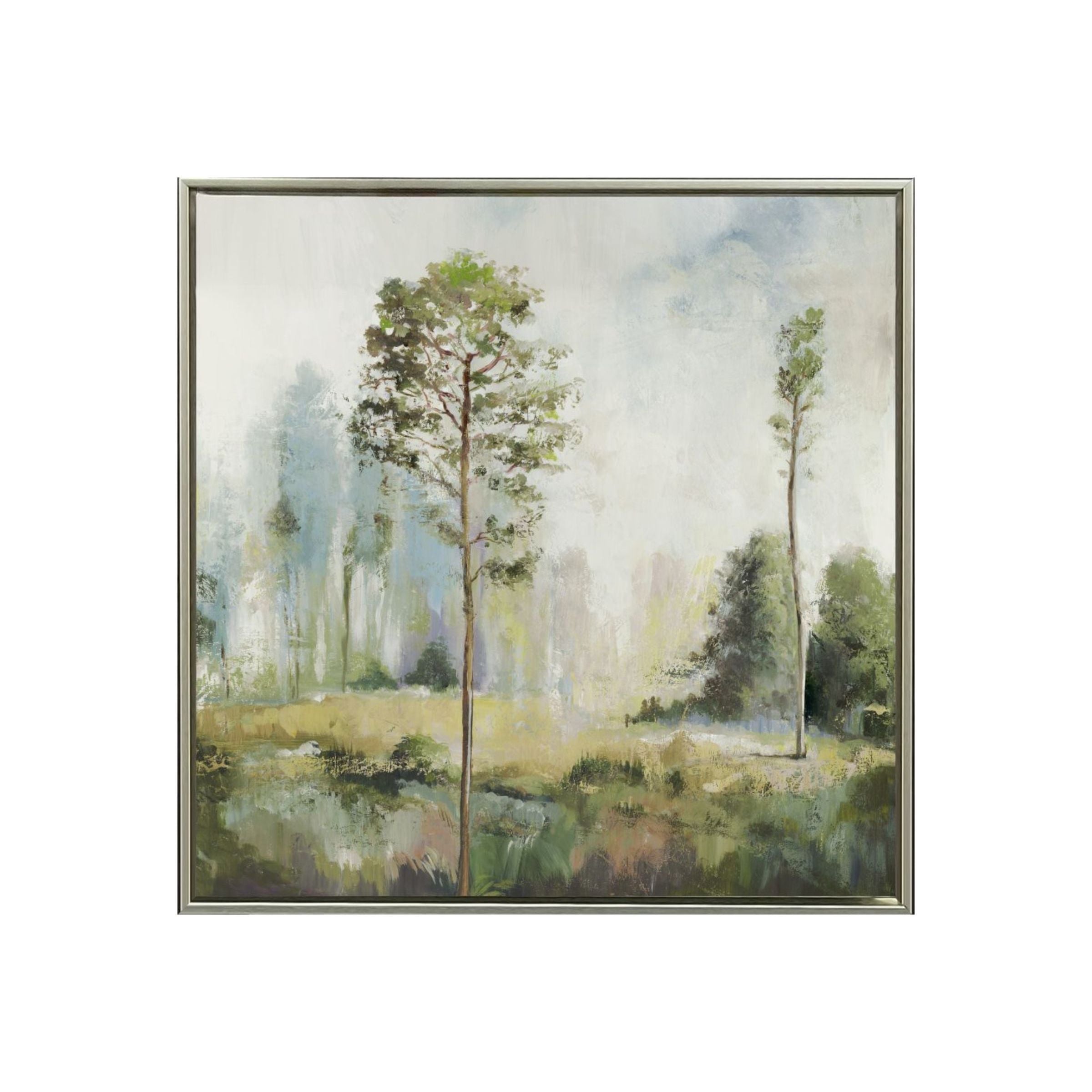 Green Trees I Hand Embellished Framed Canvas 30"W x 30"H Each