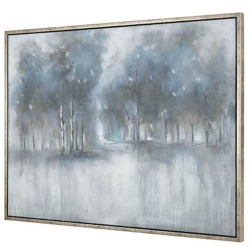 Blue, Black, and White Forest Framed Art 47"W x 35.5"H