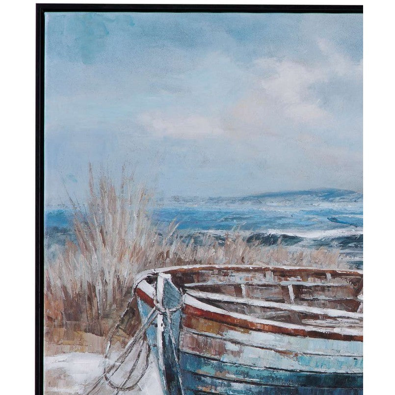 Boat Landed Framed Canvas 48"W x 36"H