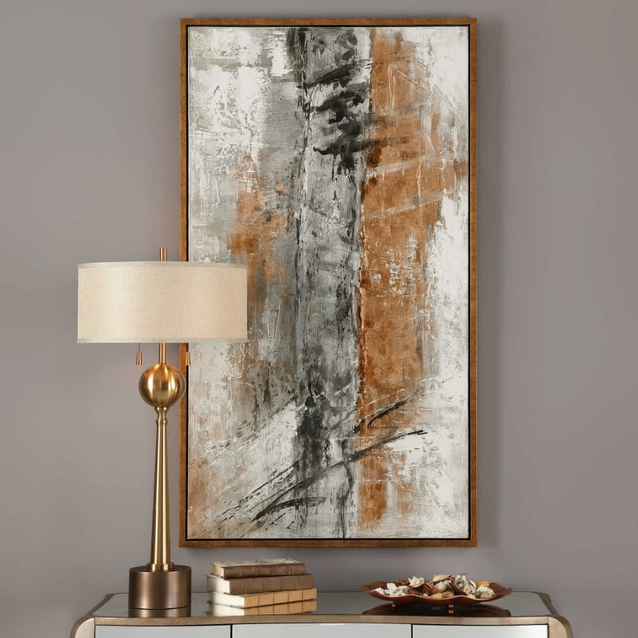 Spice Abstract Hand Painted Framed Canvas 32"W x 58"H