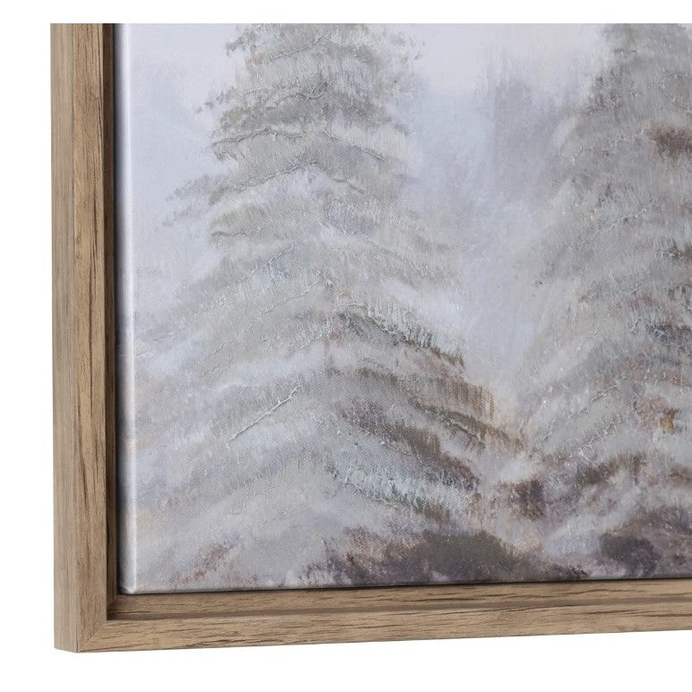 Foggy Pine Forest Framed Canvas 71"W x 20"H