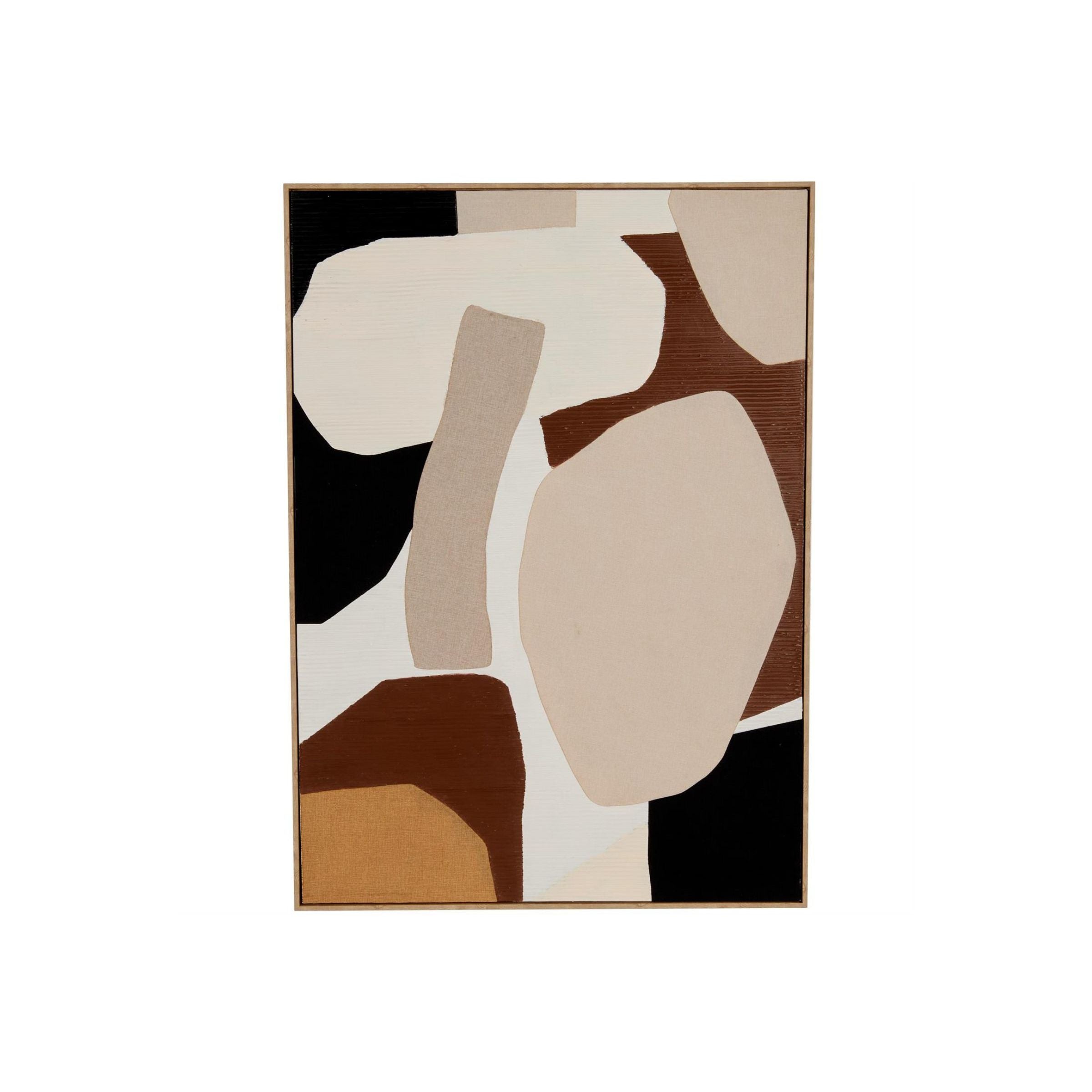 Large Brown, Black, and Tan Modern Framed Canvas Art 40"W x 56"H