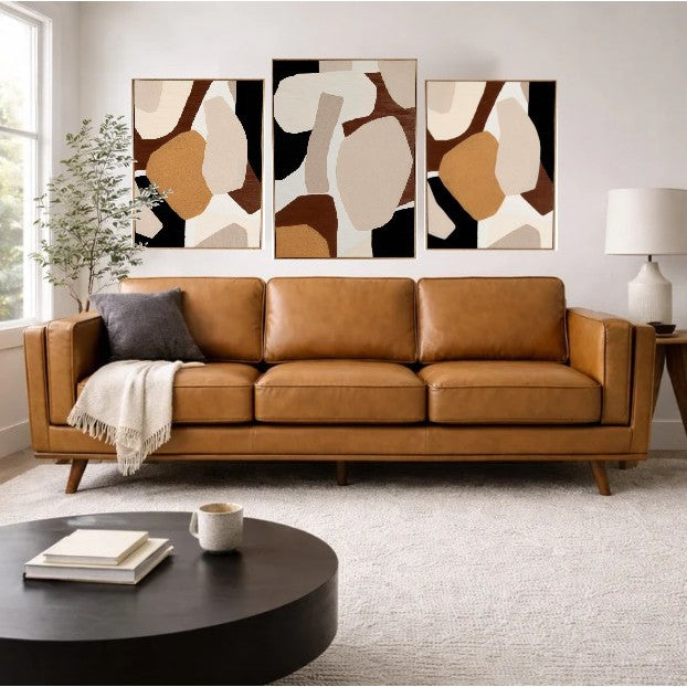 Large Brown, Black, and Tan Modern Framed Canvas Art 40"W x 56"H