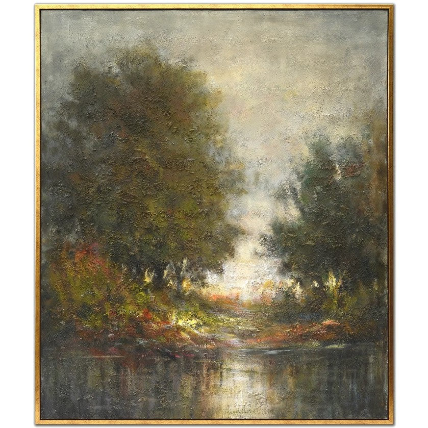 Green Tree Scene Framed Canvas 52"W x 62"H
