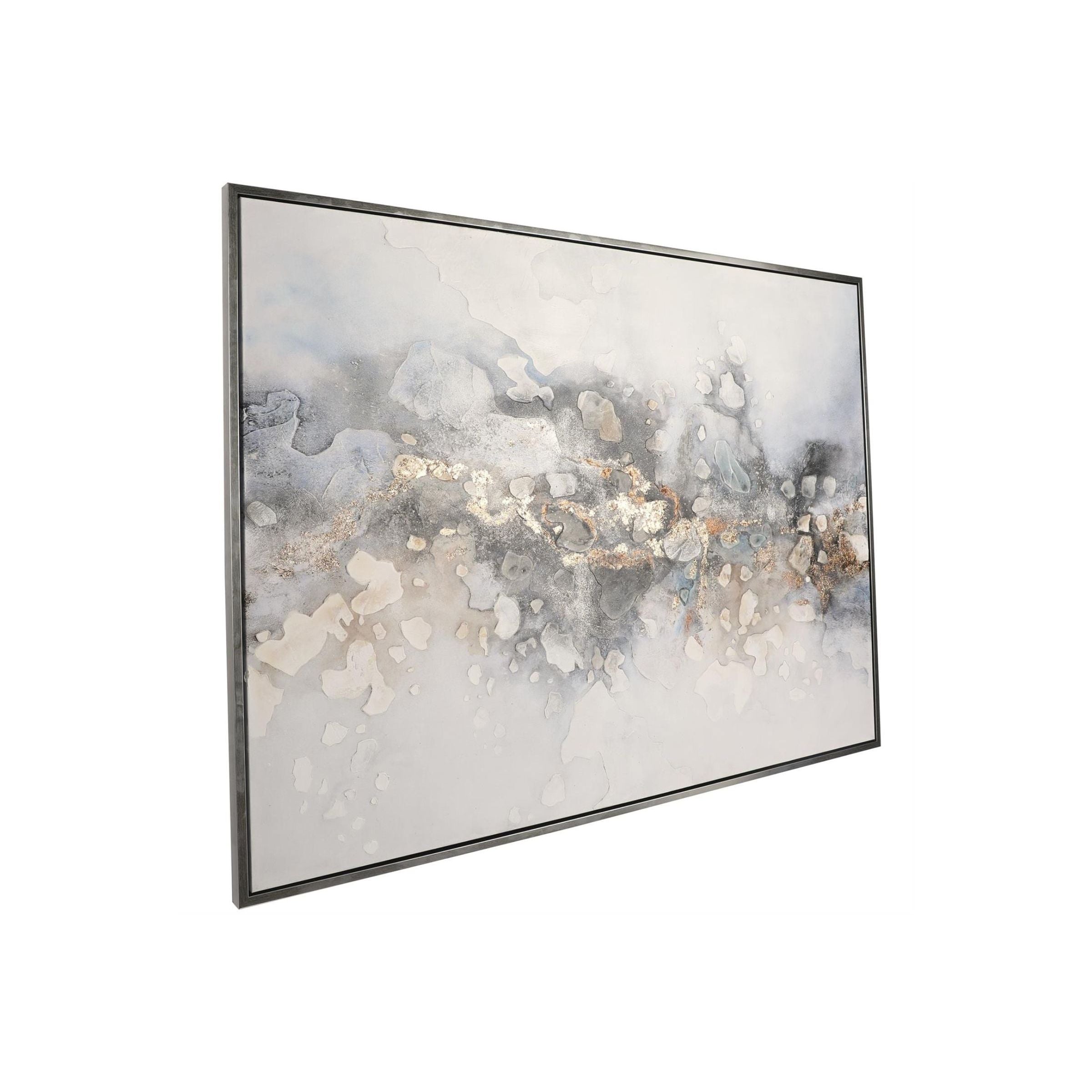 White, Black, Gold, and Silver Framed Canvas Art 65"W x 47"H