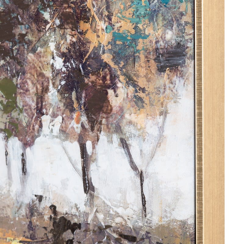 Bold Treeline Green, Gold, and Blue Framed Canvas 40"W x 50"H