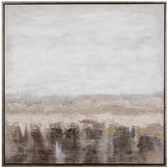 Brown Abstract Framed Canvas 49"W x 49"H