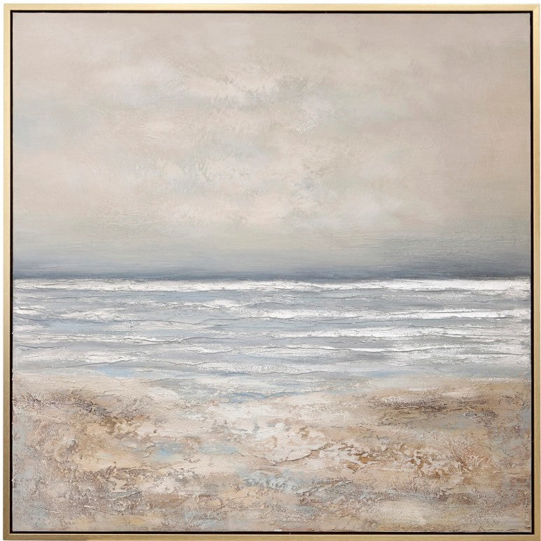 Seascape Hand Embellished Framed Canvas Art 50"W x 50"H
