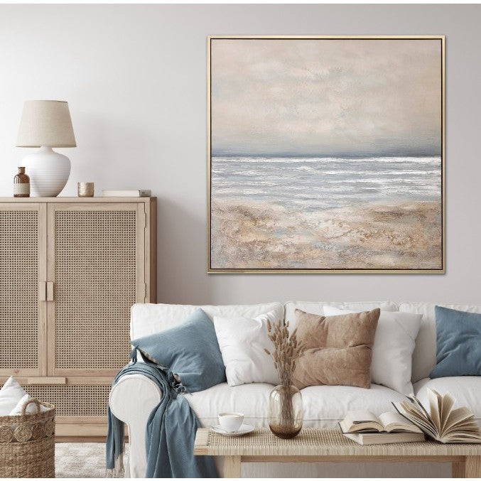 Seascape Hand Embellished Framed Canvas Art 50"W x 50"H