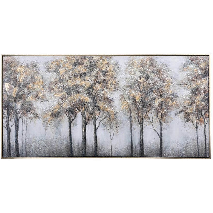 Gold and Black Trees Hand Painted Framed Canvas Art 60"W x 30"H