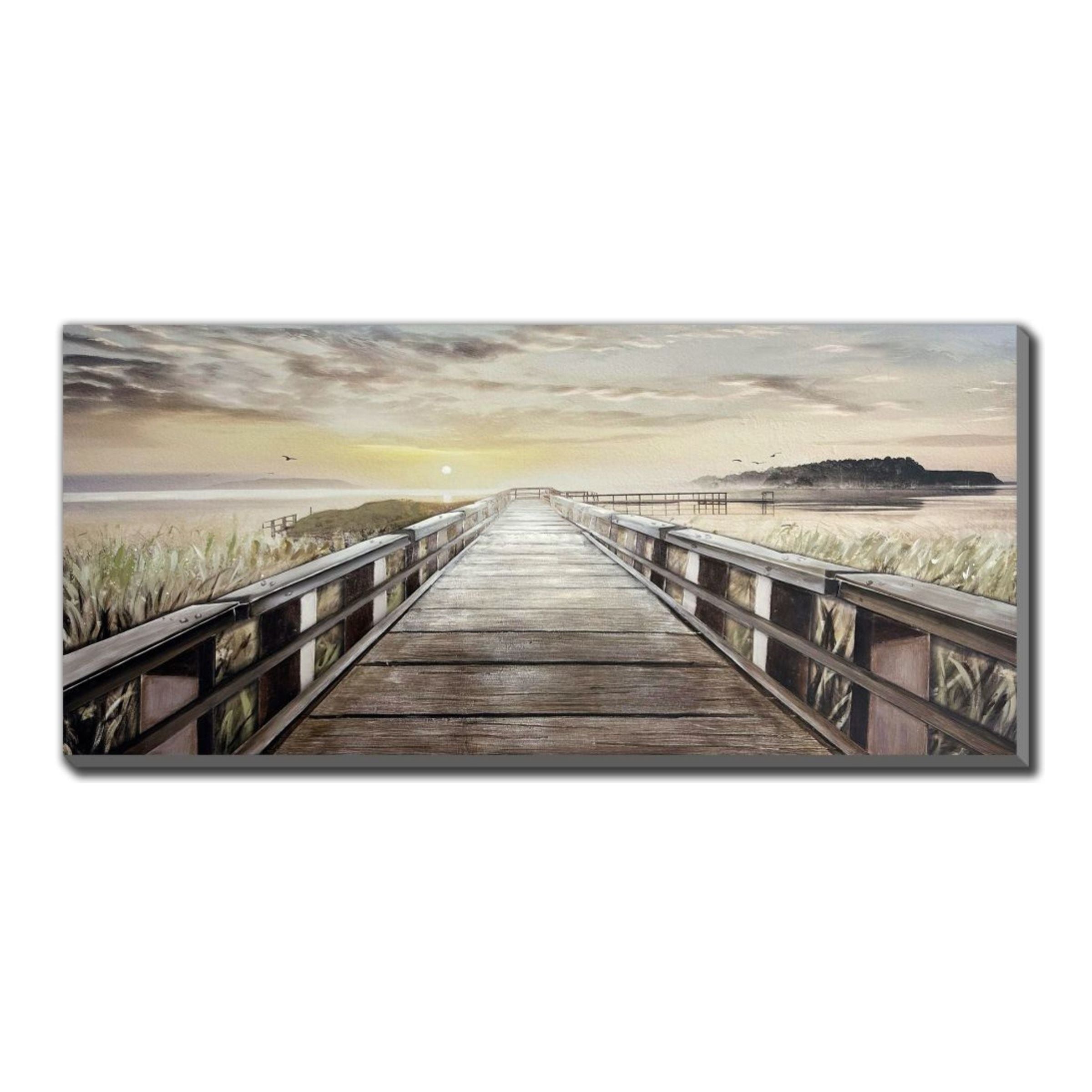 Boardwalk Metal and Wood Embellished Canvas 71"W x 32"H
